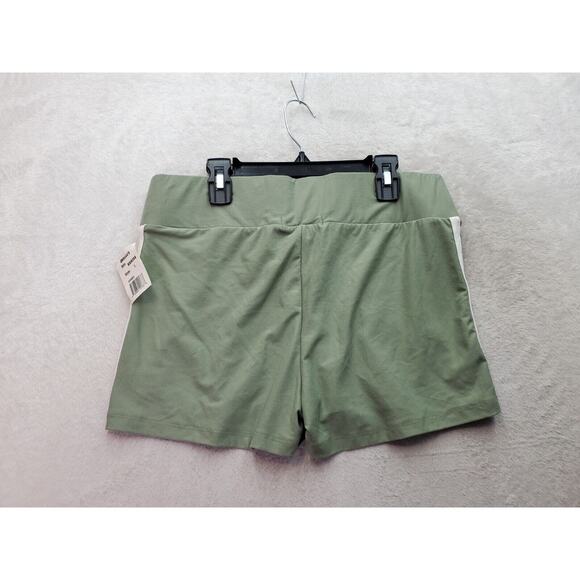 Derek Heart Shorts Womens Large Green Polyester Elastic Waist White Strips Side - Picture 2 of 6